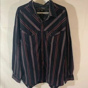 Vans Mens long sleeve button down shirt black/red